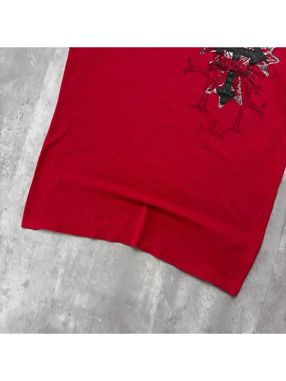 Y2K Red Guess Grunge Gothic Cross Skater T-Shirt - Picture 4 of 7
